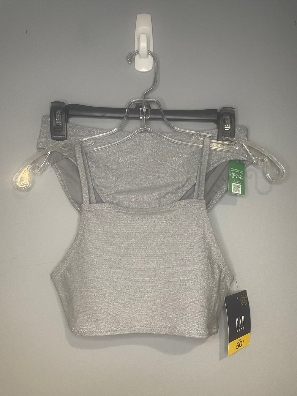 GAP Kids Bikini Swim Two-Piece Set Gray Sparkle Size XXL 14-16